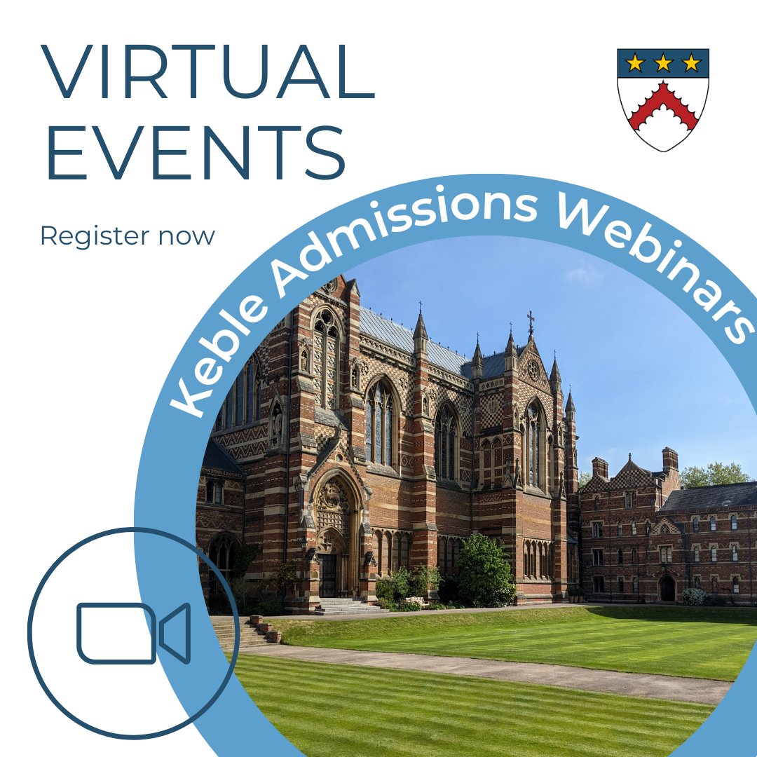 Interested in applying to Oxford? Join one of Keble's Admissions Webinars during the summer term to find out more about the process & have your questions answered. For a full programme, eligibility criteria & to register: forms.office.com/e/zSGxDHw37B