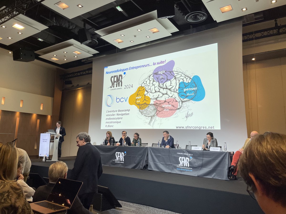 basecamp_vasc's tweet photo. Société Française de Neuroradiologie, 2024 Congress. Raphael Blanc, MD, has exposed his entrepreneurial adventure from the creation of Bcv to the completion of our very first production site. Our active endovascular navigation GW is supported by #France2030 and @Bpifrance. https://t.co/cPTzy3ITQ6