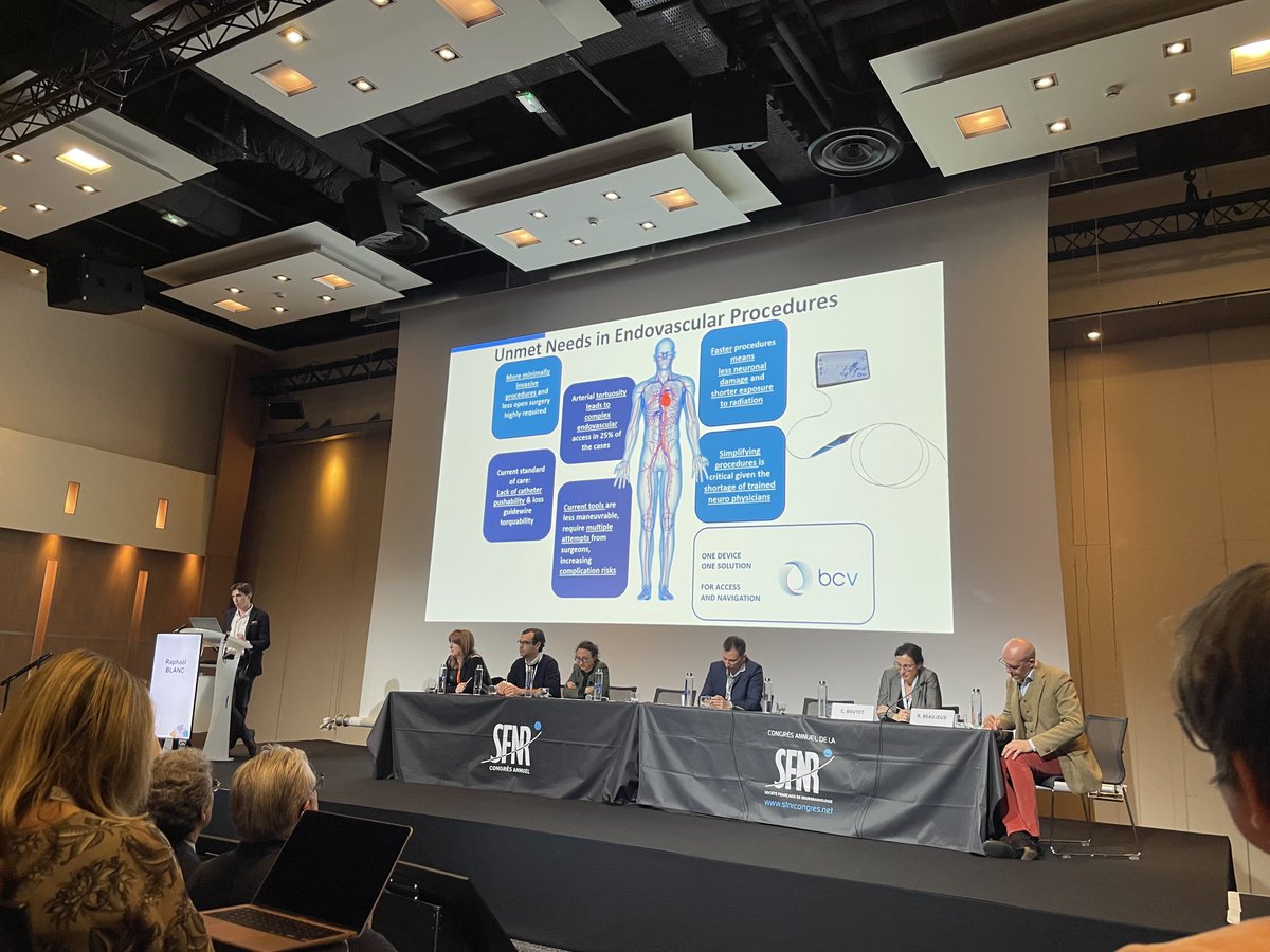 basecamp_vasc's tweet photo. Société Française de Neuroradiologie, 2024 Congress. Raphael Blanc, MD, has exposed his entrepreneurial adventure from the creation of Bcv to the completion of our very first production site. Our active endovascular navigation GW is supported by #France2030 and @Bpifrance. https://t.co/cPTzy3ITQ6