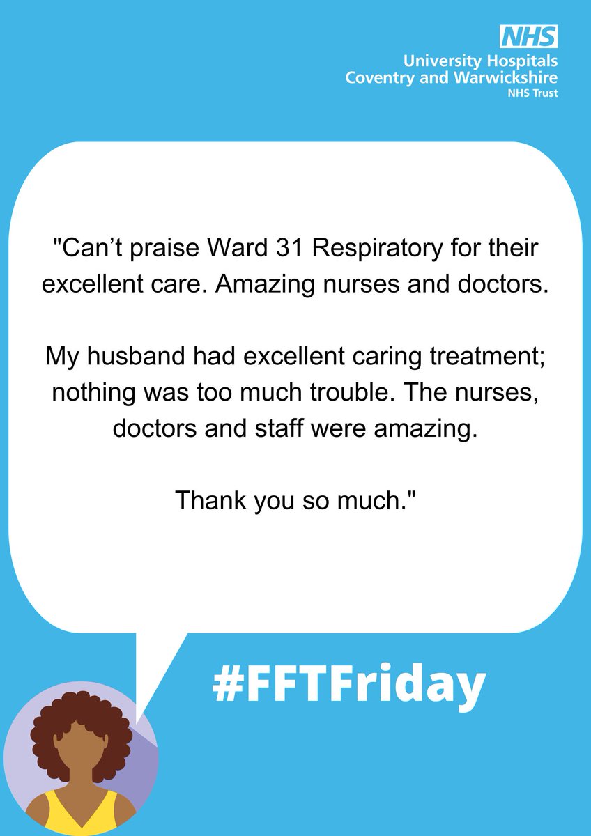 Our next #FFTFriday visit this week is to Ward 31 @nhsuhcw.
This patient wanted to say #ThankYou to all the staff for the excellent care and treatment that they provided to their loved one. 

#WhatMattersToYouMattersToUs #FFTFriday