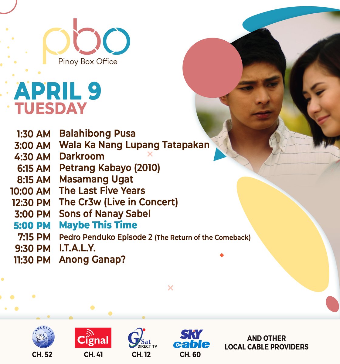 Muling magtatagpo ang landas ng mag-ex na walang closure! Mabubuksan pa kayang muli ang puso sa 𝗠𝗮𝘆𝗯𝗲 𝗧𝗵𝗶𝘀 𝗧𝗶𝗺𝗲 bukas ng 5PM sa PBO. Bisitahin ang aming website: pbo.com.ph #PBOSchedule #PinoyBoxOffice #UnaKaRito