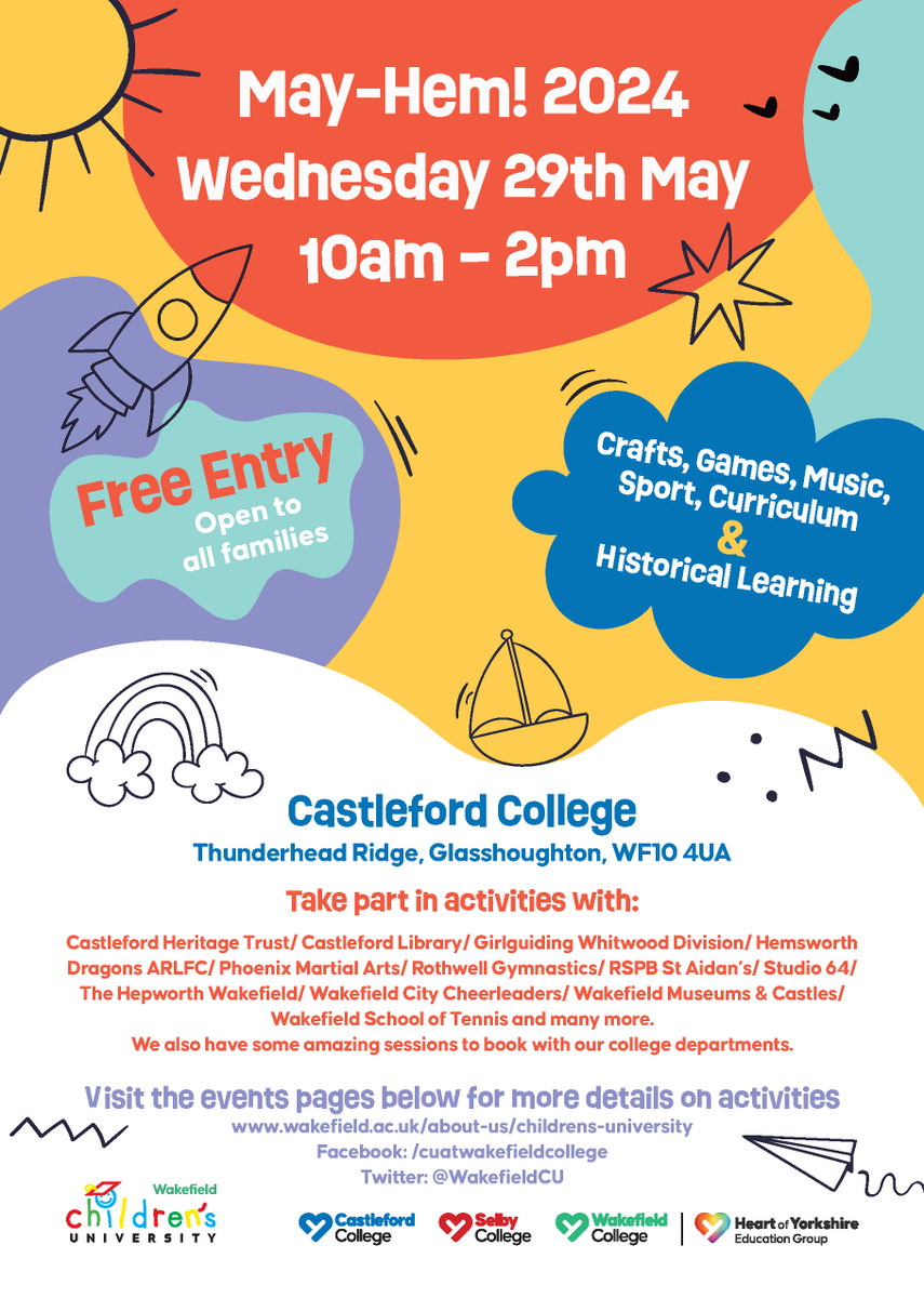 Wakefield CU (@wakefieldcu) on Twitter photo May-Hem is back for 2024! Wednesday 29th May 10am-2pm at <a href="/CastlefordColl/">Castleford College</a>
We have lots of free activities on the day from both our CU learning destinations and college tutors.
For more information and to register your interest visit wakefield.ac.uk/college-life/e… May-Hem is back for 2024! Wednesday 29th May 10am-2pm at <a href="/CastlefordColl/">Castleford College</a>
We have lots of free activities on the day from both our CU learning destinations and college tutors.
For more information and to register your interest visit wakefield.ac.uk/college-life/e…