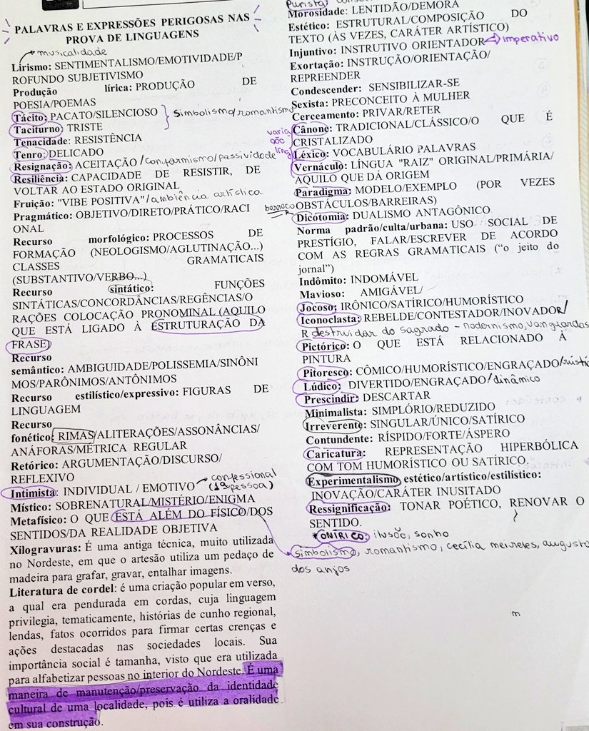 _catnamed's tweet image. um pequeno dicionário de palavras recorrentes na prova de linguagens do enem 👇