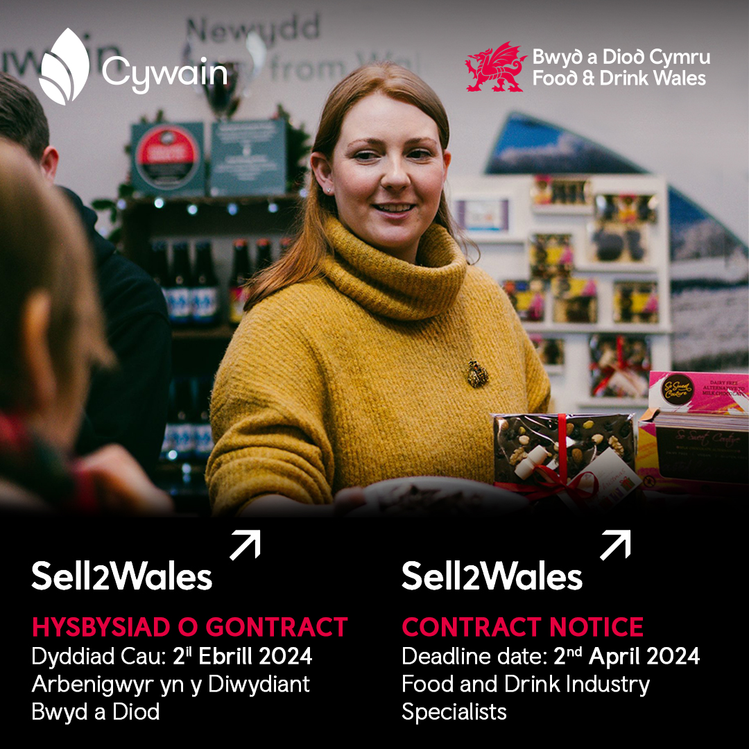 Are you registered on @_Sell2Wales ? We're looking for Food and Drink Industry Specialists for a range of contract opportunities! Deadline is 1pm on 2nd April, click here for more information bit.ly/3TzVAkp @menterabusnes @FoodDrinkWales