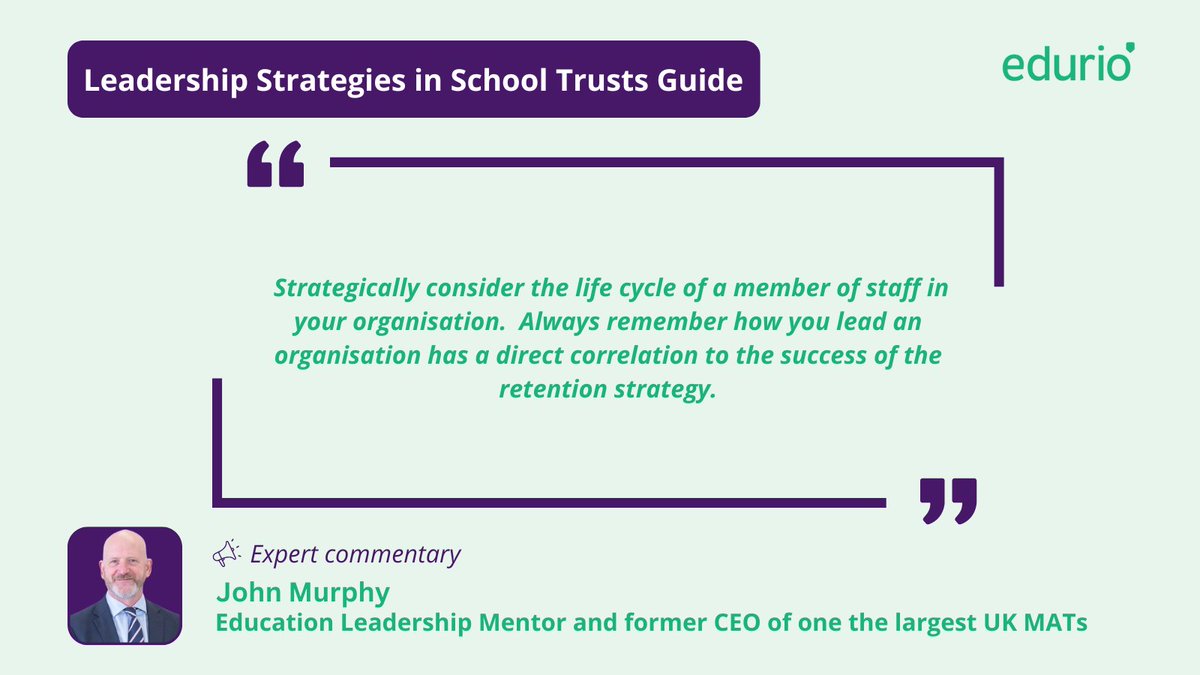 High staff turnover? Great leaders can fix that 💚 Read 5 retention tips from the Education Leadership Mentor, @johnmurphyed in our free guide. hubs.ly/Q02qH4lL0
#schooltrusts #staffretention #leadershipschooltrusts