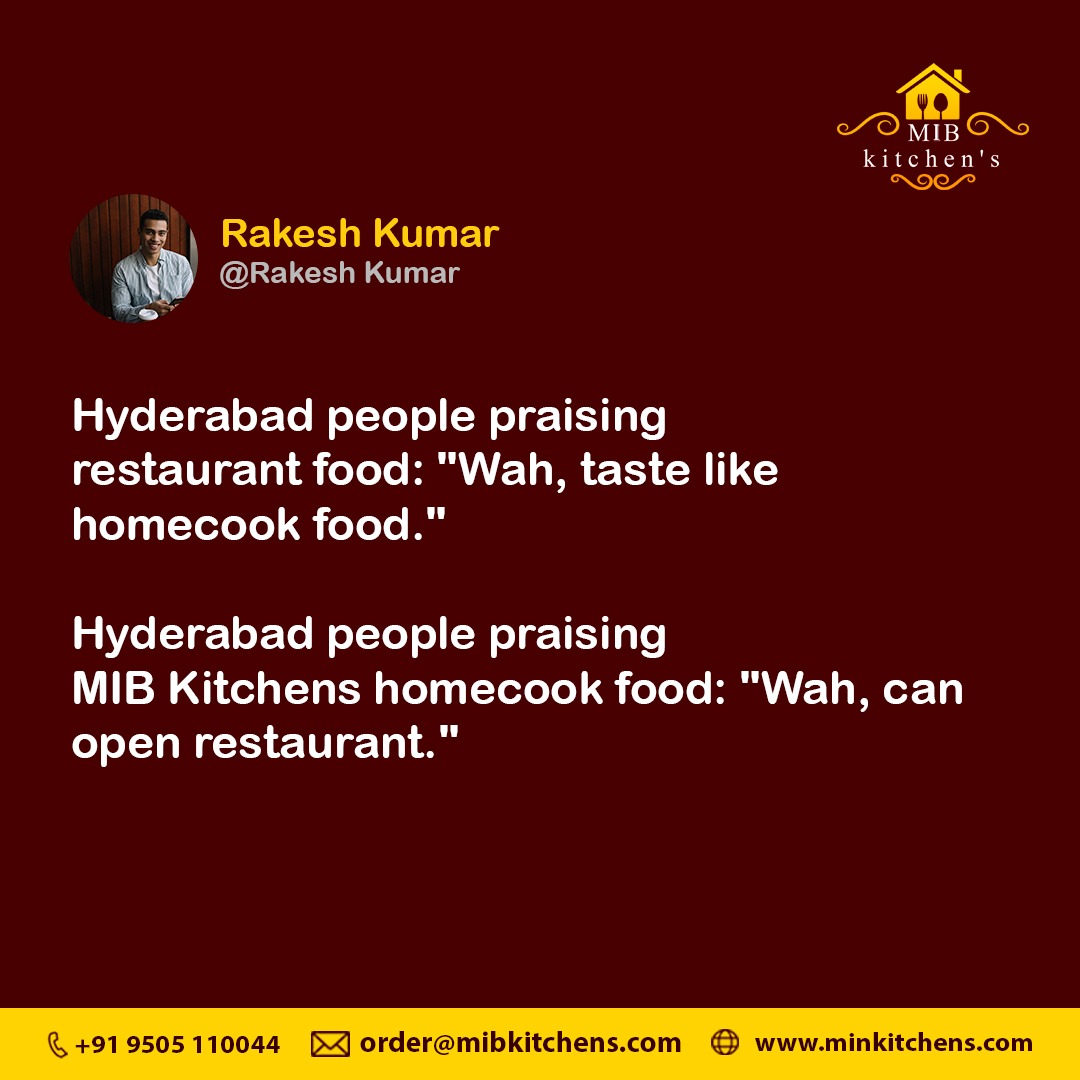 Customer Spotlight: Sharing the Love 🌟 Our Happy Customer's Review Says it All! 

#mibkitchens #hyderabad #new #culinaryheritage  #foodculture #homecookedmeals #food #reviews #veg #mib #breakfast #tasty #foodie #biryani