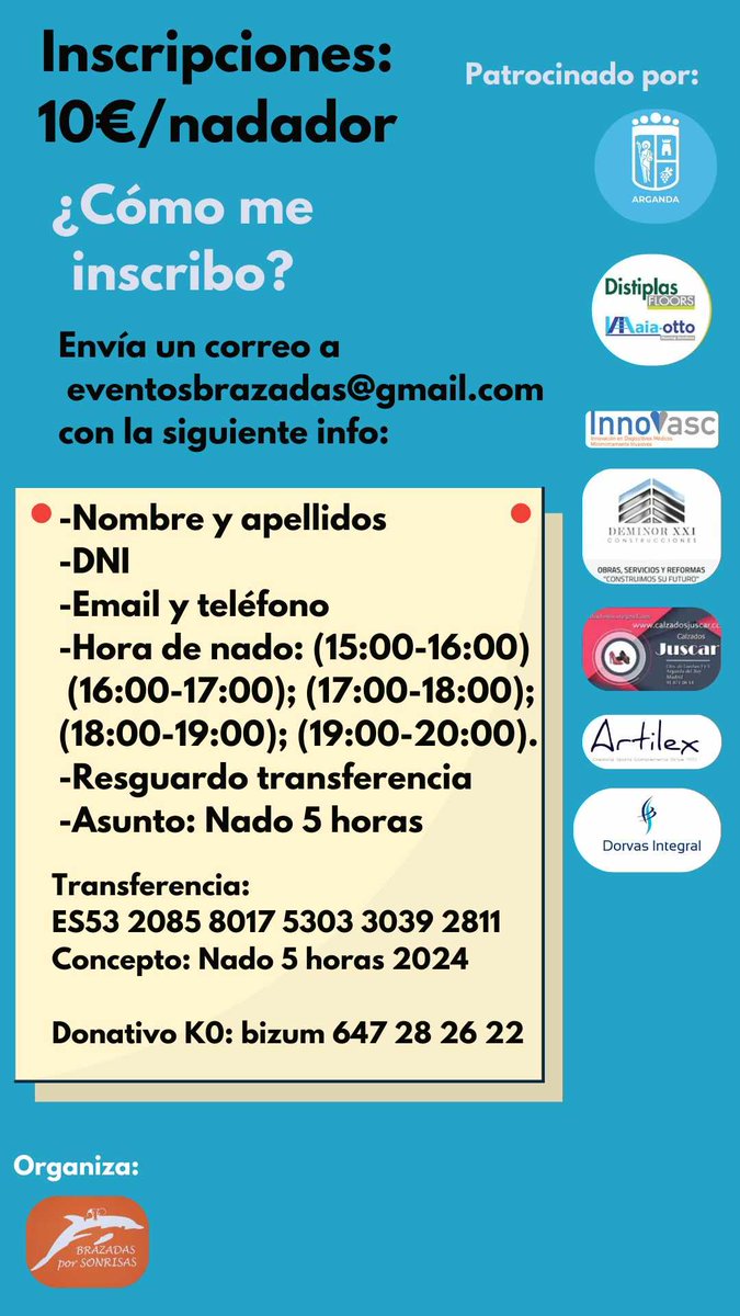 Nuestros amigos de Brazadas por Sonrisa realizarán una nueva acción para recaudar fondos para la investigación del cáncer infantil, no lo dudes y echa una mano, únete a esas brazadas de esperanza...