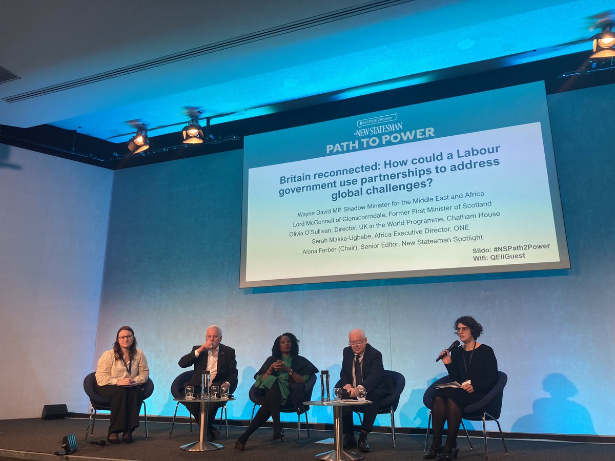 Great to be at @NewStatesman Path To Power Conference today - panel on Labour’s plans for global challenges with @LordMcConnell, @WayneDavid_MP, @szmakka of @ONECampaign, Olivia O’Sullivan of @ChathamHouse & Chair @paperdispatch 🌍 🌹 #IntDev #GlobalGoals #SDGs #NSPath2Power