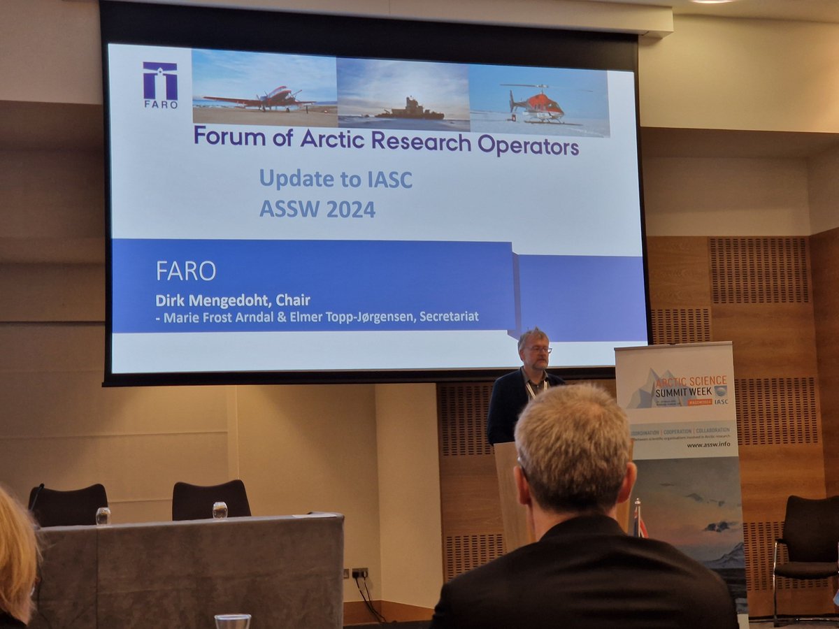 FARO's new chair, Dirk Mengedoht, shared updates from FARO at the IASC council meeting during ASSW2024. Additionally, FARO will participate in the ICARP IV Research Priority Team Workshop, Topic Area 7 on Technology, Infrastructure, Logistics, and Services. #Collaboration!