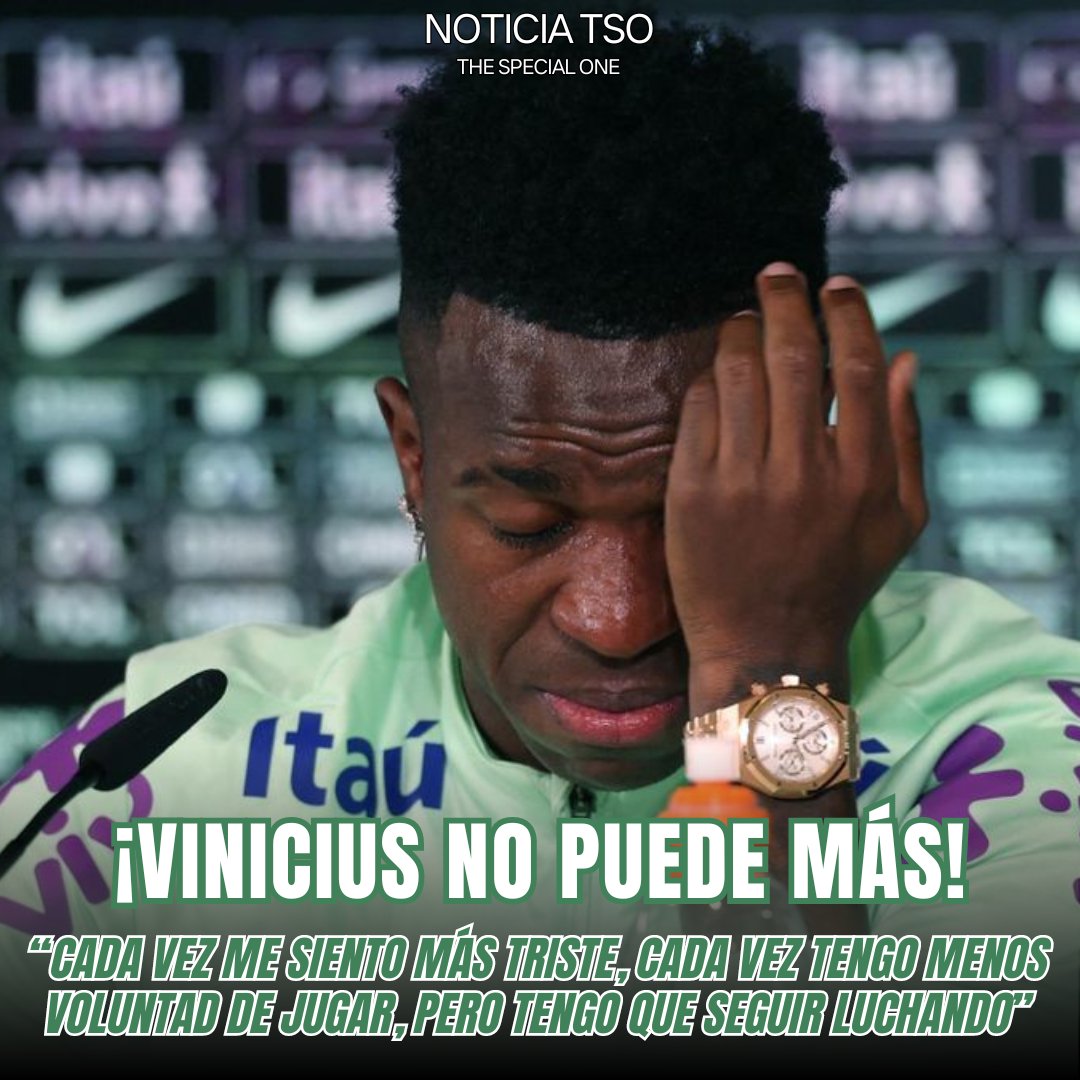 ¡VINI NO PUEDE MÁS!
'𝘊𝘢𝘥𝘢 𝘷𝘦𝘻 𝘵𝘦𝘯𝘨𝘰 𝘮𝘦𝘯𝘰𝘴 𝘨𝘢𝘯𝘢𝘴 𝘥𝘦 𝘫𝘶𝘨𝘢𝘳' 

#Vinicius rompió a llorar en plena rueda de prensa previa al partido #EspañaBrasil 

¿Es realmente #espanaracista ? ¿Hasta dónde va a llegar ese tema?

#ViniJr #ViniciusJr #racismo