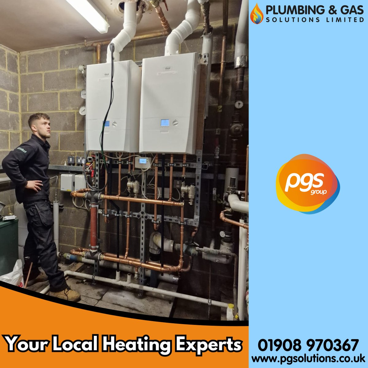 With years of experience, our engineers will support you with everything you need. Whether it's an office building, warehouse, school or hospital, we can support our commercial clients with the heating needs on their site. For a local heating partner, call PGS. 01908 970367 📞