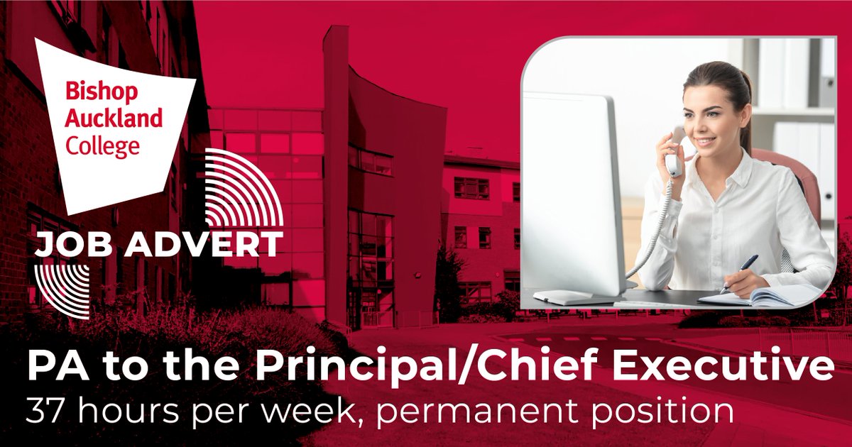 An exciting opportunity has arisen within the Bishop Auckland College Group for a PA to the Principal/Chief Executive.

Salary: £25,496.71 per annum
Closing date: 17 April 2024 at 12 noon

For more information and to apply, please follow the link:
bacoll.ac.uk/Vacancies/PA-P…