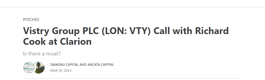 ideahive's tweet image. Very interesting interview by @DaikokuCap about $VTY.L business and its competitive moat.

For the full interview, go to Daikoku Capital&apos;s blog.