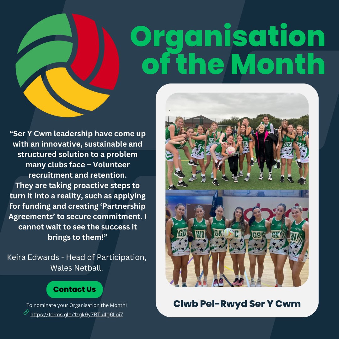 Clwb Pel-Rwyd Ser Y Cwm had trouble recruiting volunteers. However, the committee found a solution to recruit and retain their volunteers! Their innovative action plan secured them this month's Organisation of the Month 🏴󠁧󠁢󠁷󠁬󠁳󠁿 Find out how they did it ⏬ walesnetball.com/community-news…