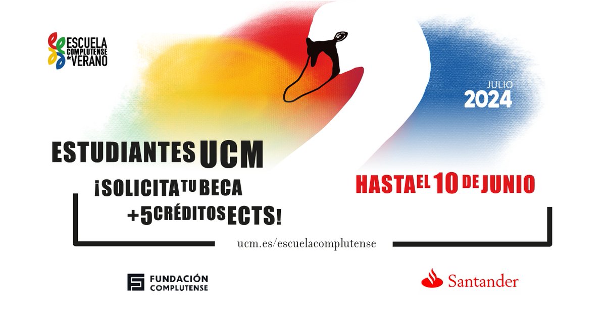 fundacionucm's tweet photo. ¿Eres estudiante de la @unicomplutense? ¡Tenemos buenas noticias! Todavía quedan #becas de matrícula (65%) disponibles para la #ECV2024.

Inscríbete a uno de nuestros cursos y además obtendrás 5 créditos ECTS.

Solicita tu beca hasta el 10 de junio. 👇
https://t.co/6gCVy7Zorb https://t.co/np1i8iDYtK