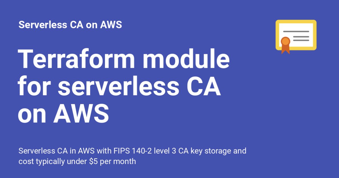 Paul Schwarzenberger (@paulschwarzen) on Twitter photo 🚀New open-source cloud CA on #AWS costs $50 per year instead of $10,000 using AWS Private CA. Thanks <a href="/new23d/">Dhruv AHUJA</a> for your review and contribution 🙂 Docs at serverlessca.com 🚀New open-source cloud CA on #AWS costs $50 per year instead of $10,000 using AWS Private CA. Thanks <a href="/new23d/">Dhruv AHUJA</a> for your review and contribution 🙂 Docs at serverlessca.com