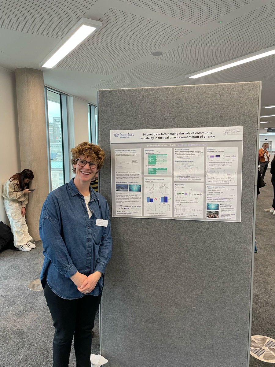 🖼️ Sophie Holmes-Elliott @LithesomeToll finished off the Queen Mary representation at #BAAP2024 yesterday with her poster exploring the role of community variability in the incrementation of change! More more to come from us today 👀