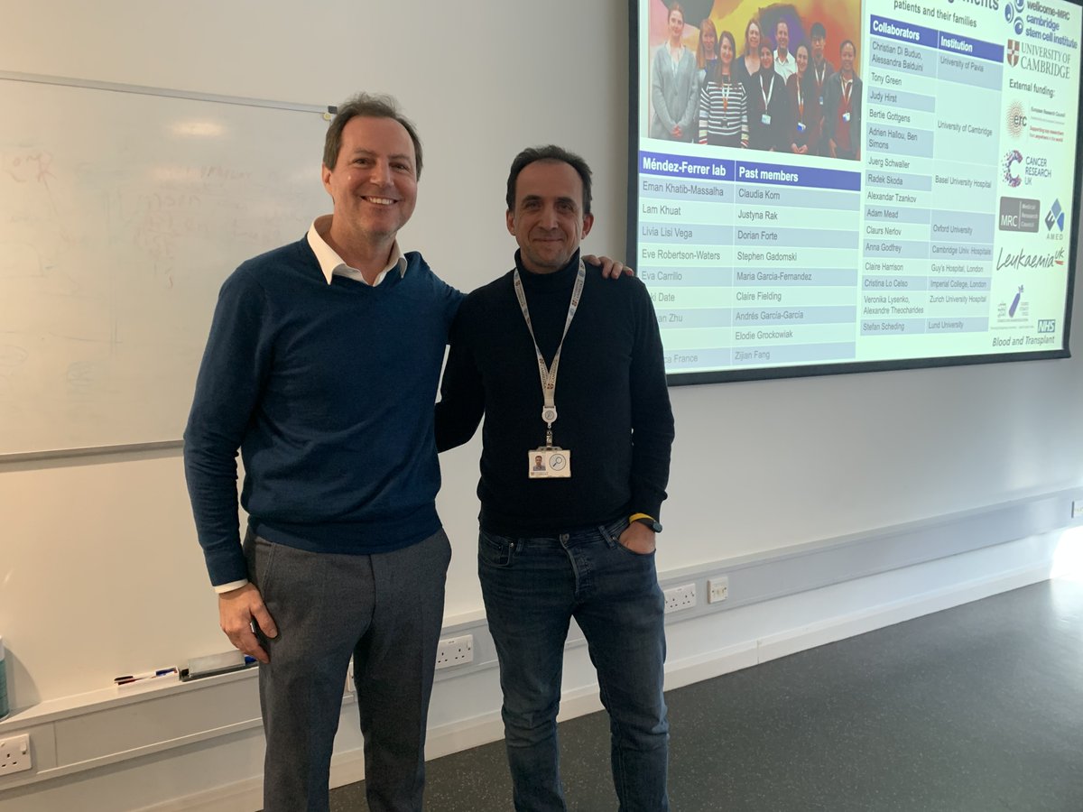 Thank you to Simón Méndez-Ferrer @SCICambridge for a fascinating seminar today. Simón talked about his research into 'The bone marrow niche as an actionable target during myeloid leukaemogenesis', followed by an enthusiastic Q&A session.