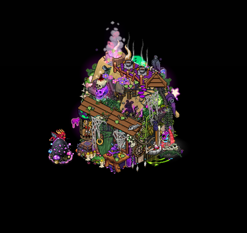 HxBenx's tweet photo. Witchy... @Habbo 

Started and just kept stacking stuff into it... should have stopped sooner lmao https://t.co/axy1QTNEbW