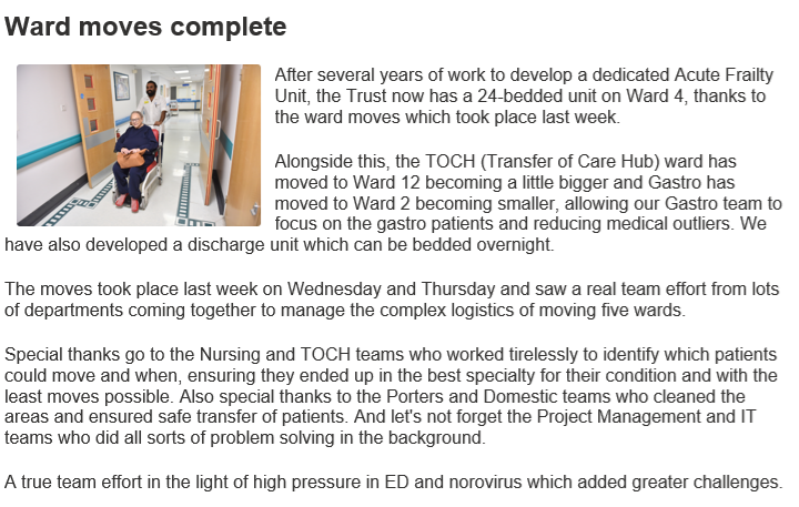 BTH Transformation (@bthtransformat1) on Twitter photo Fantastic achievement from the Transformation team. Jenny and Joe supported in planning the moves working closely with all teams involved ensuring the project delivered successfully. Big congratulations to BTH on opening the Acute Frailty Unit.🎉#BTHTransformation <a href="/BlackpoolHosp/">NHS Blackpool Teaching Hospitals 💙🌈</a> Fantastic achievement from the Transformation team. Jenny and Joe supported in planning the moves working closely with all teams involved ensuring the project delivered successfully. Big congratulations to BTH on opening the Acute Frailty Unit.🎉#BTHTransformation <a href="/BlackpoolHosp/">NHS Blackpool Teaching Hospitals 💙🌈</a>