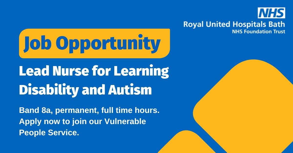 NEW! Join @RUHBath as Lead Nurse for Learning Disability and Autism Be part of a supportive team delivering improvements in service delivery and health outcomes for people with a learning disability and autistic people. Find out more about the role👉 ruh.nhs.uk/careers/vacanc…