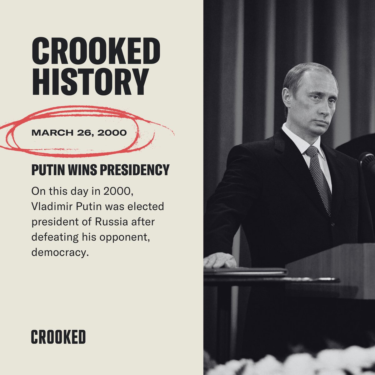He celebrated by almost having an emotion. #CrookedMedia #CrookedHistory #Putin