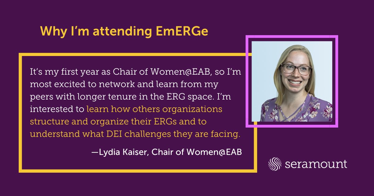 🎉 Agenda Released! Register now for EmERGe 2024! 🎉 💬 Read what @EAB and Seramount #ERG leaders are looking forward to most. 👇Register now to secure your spot! bit.ly/49ffC9G #SeramountEmERGe #DiversityAndInclusion #DEI #Talent #HR #ERGs