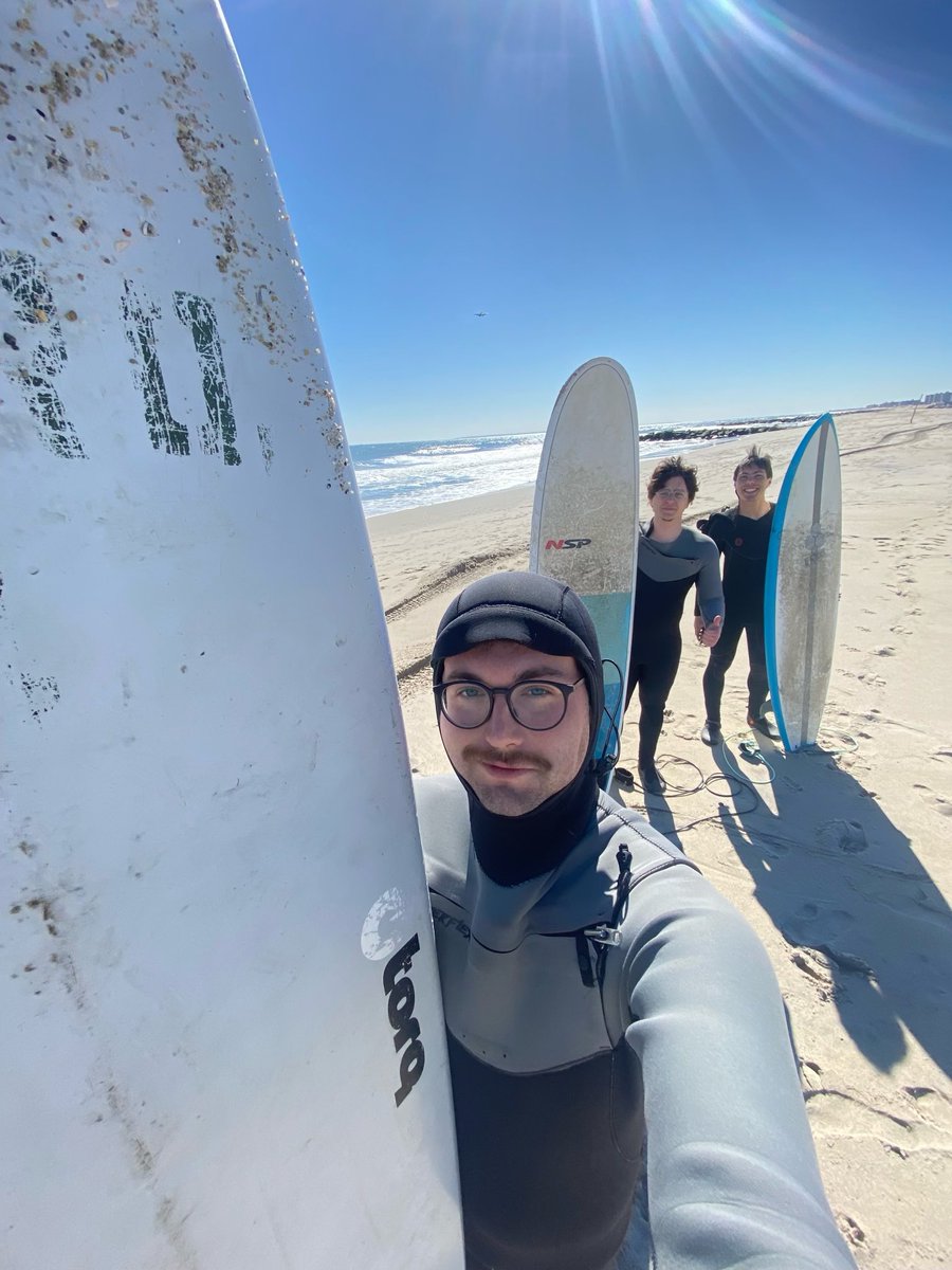 A great selfie of my nephew Finn Corrigan and his friends heading out into the very cold water off of New York City, a perfect tribute to his Grandpa Harry!