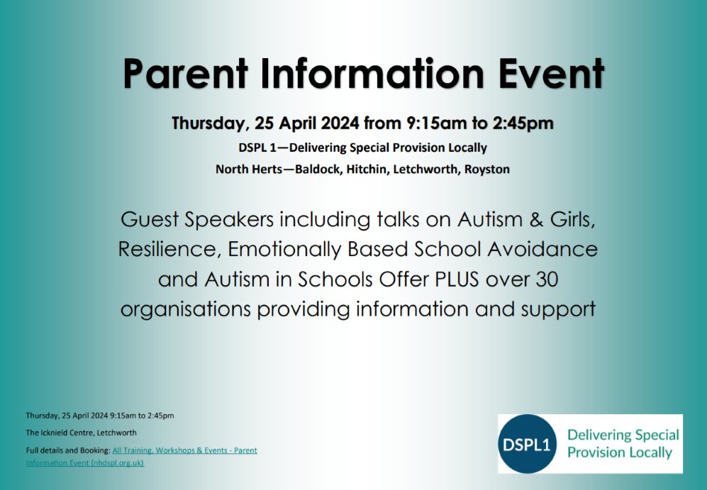 tinyurl.com/dspl1news  <a href="/NESSieinEd/">NESSie</a> <a href="/Angels_ASC_ADHD/">Angels Support</a> <a href="/VanceAdd/">ADD-vance ADHD and Autism Trust</a> <a href="/SendHerts/">SendHerts</a> <a href="/PhaseHitchin/">Phase Hitchin</a> <a href="/FamilyLives/">Family Lives</a> <a href="/FFHerts/">Families First Herts</a> <a href="/FiFHerts/">Families In Focus CIC</a> <a href="/SpaceHerts/">SPACE HERTS</a> <a href="/ImaginationDCIC/">Imagination Dance CIC</a> <a href="/HertsInclusive/">Herts Inclusive</a>