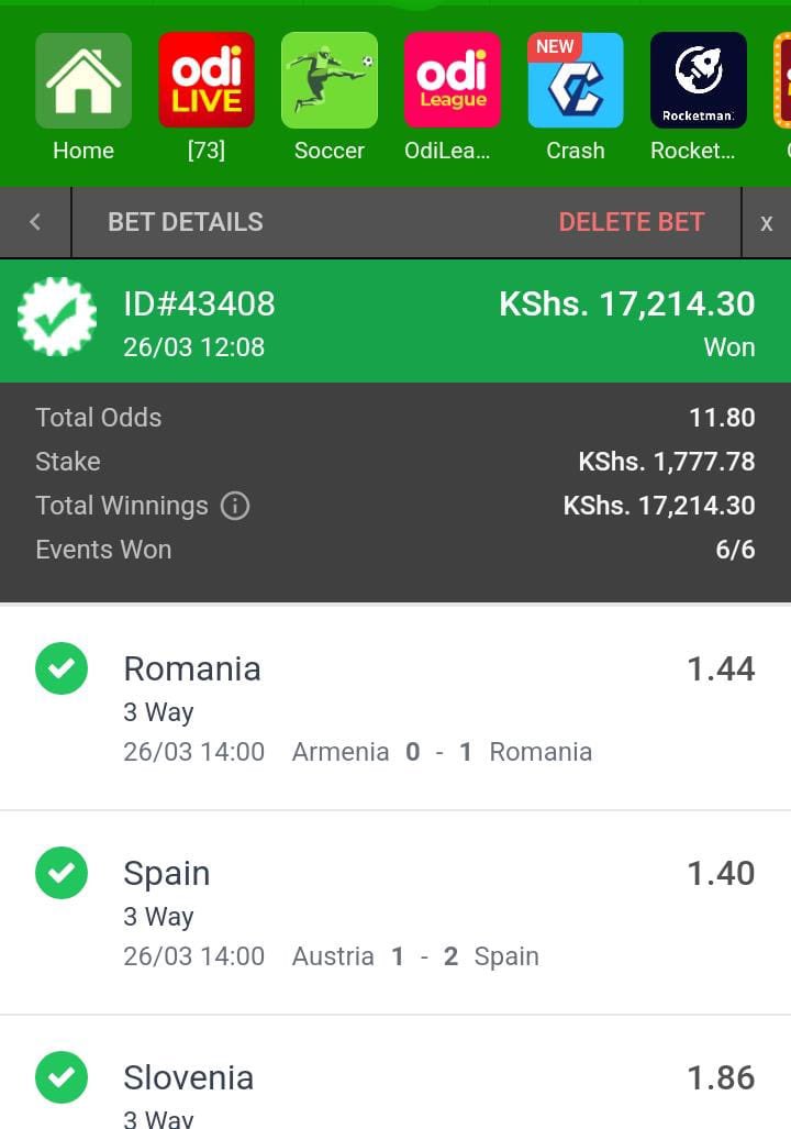 BOOOOM🥳CONGRATULATIONS DON’T MISS THIS VVIP SUPPER ODDS             
odibets.com/share/7PSLU2X          
STAKE HIGHLY 🥳🥳

Brian Chira Rest in Peace Thika Road Nasra #WeAreUoN President Ruto Kairo parastatals heads and ceos #BalloSiBouncer #paysiitompesa #EndWildLifeFarming