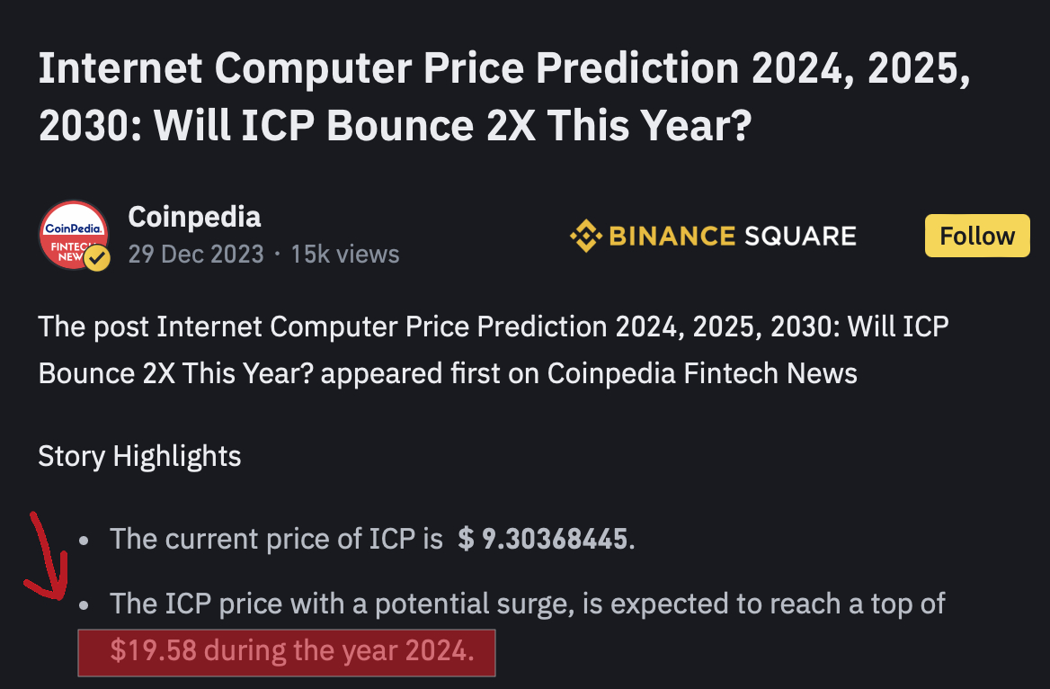 Remember this Binance ICP prediction FUD...