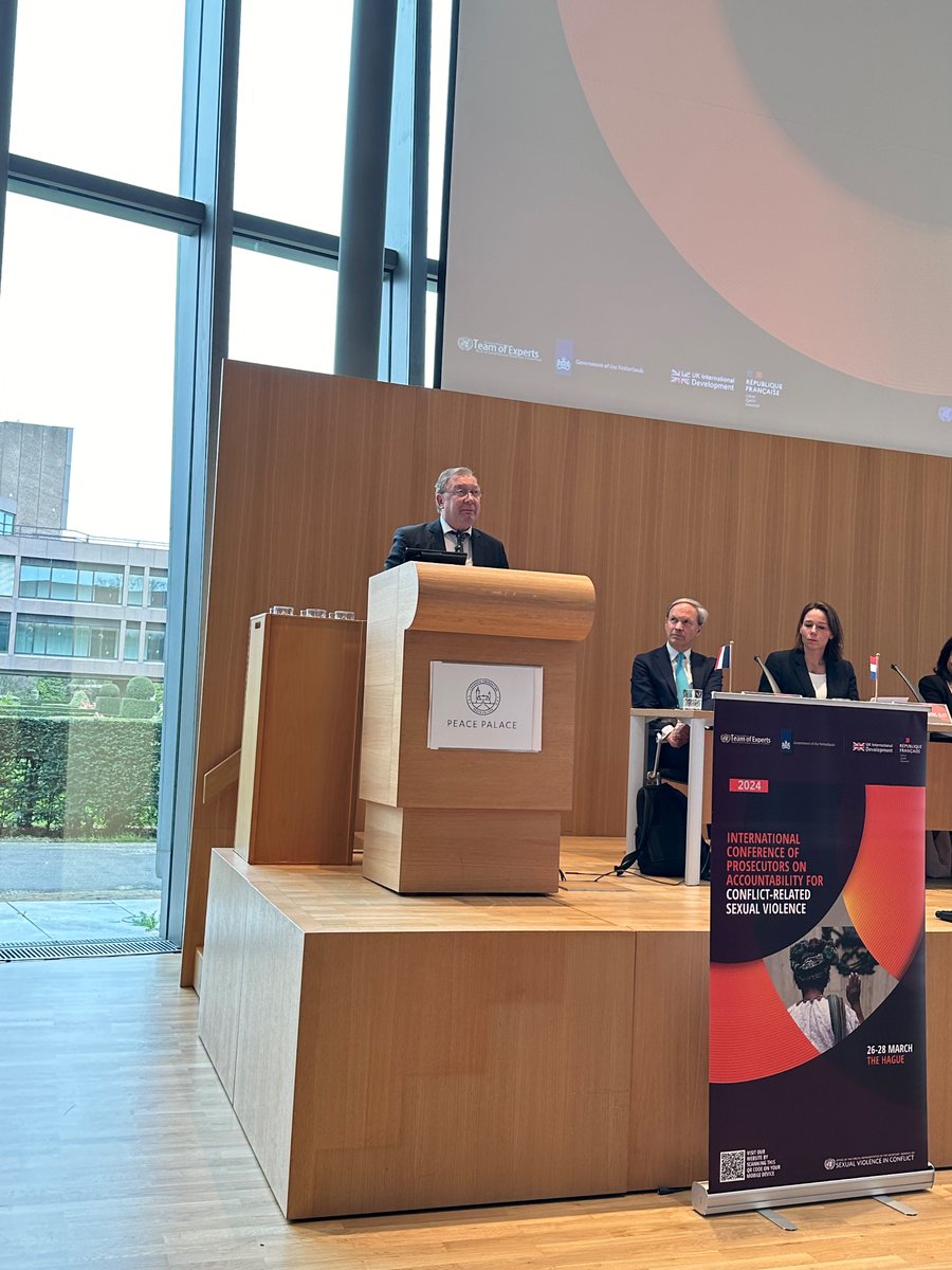 Today at the Intl. Conference of Prosecutors on Accountability for CRSV, Amb. Rogers reiterated the importance of holding perpetrators of conflict related sexual violence to account and supporting survivors. Thanks to @DutchMFA @ukinnl @FranceinNL @USGSRSGPatten for organising.
