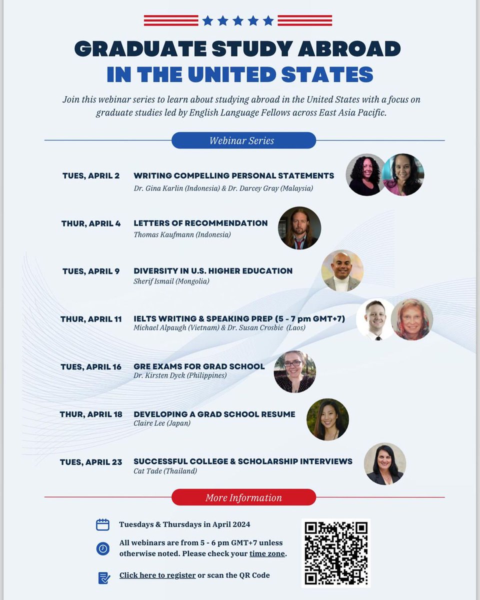 Ingin cari tahu bagaimana melanjutkan studi di AS? Mari bergabung di webinar berseri oleh Regional English Language Office (RELO), yang AMINEF bantu teruskan berikut ini.

Informasi selengkapnya pada e-poster acara atau untuk mendaftar kunjungi us02web.zoom.us/meeting/regist…

=========