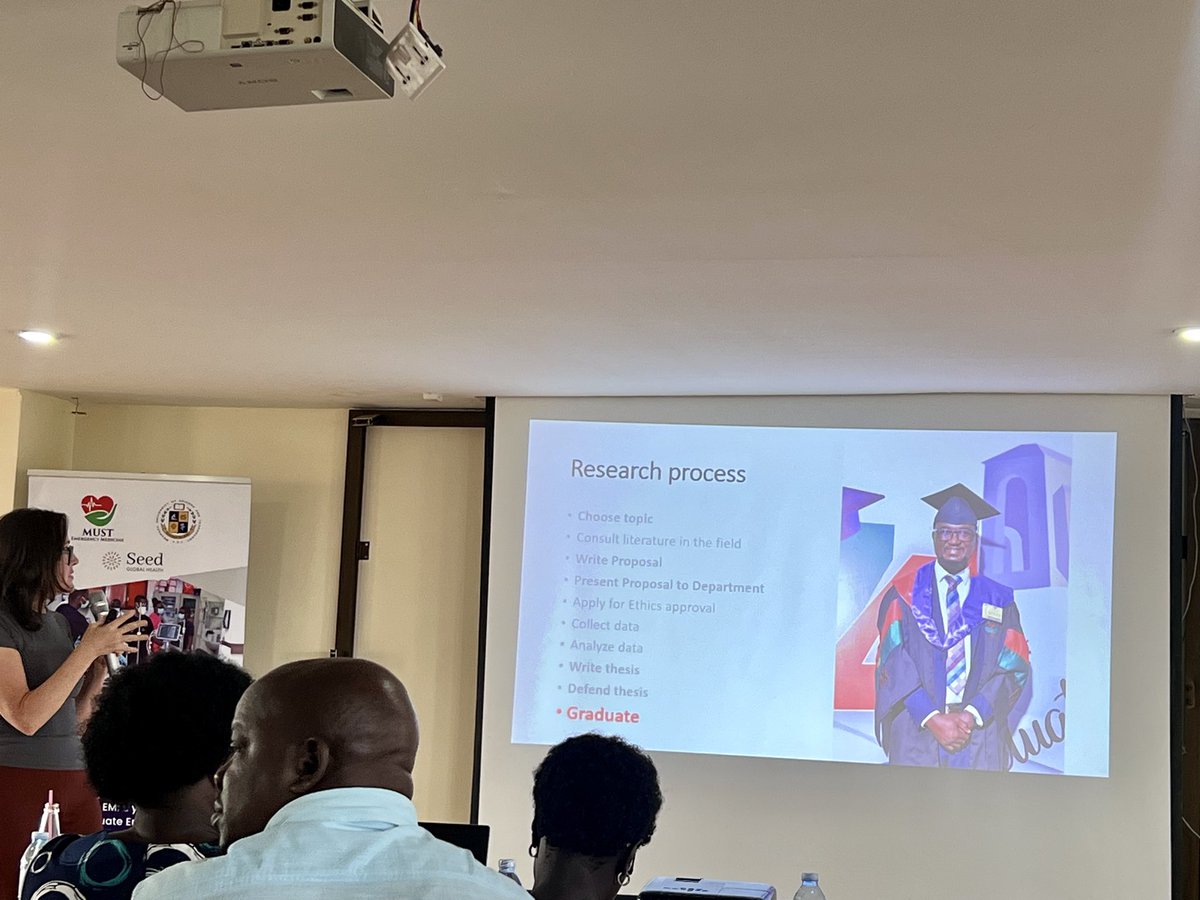@Seed_Global @MUST_EM Dr. @MaryEllenLyonMD’s abstract presentation on the @Makerere - @Seed_Global objective to train competent Emergency Care practitioners. Research, ultrasound skills, simulation, ECG series, & more help us achieve this target. @MakCHS_SOM #MAKEM