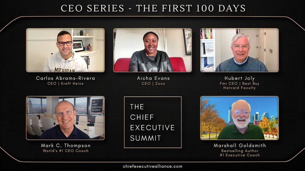 Make your early days as CEO impactful, with this inspiring chat between Mark Thompson, @aicha2evans, CEO of Zoox, @abrams_rivera CEO of Kraft Heinz, and @HubertJoly_, former CEO of Best Buy, on how to deliver exceptional results in your first 100 days: chiefexecutivealliance.com/post/the-first…