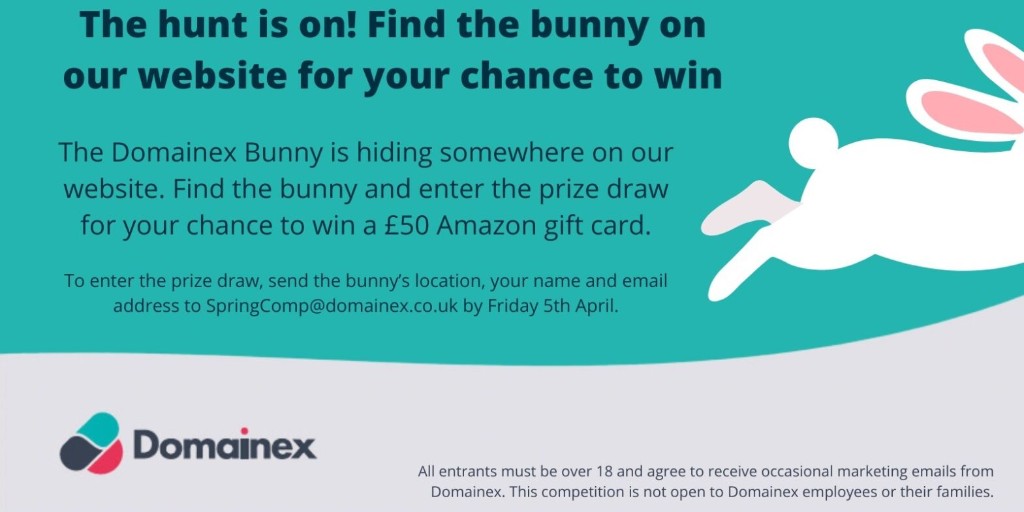 The Domainex Bunny is hiding somewhere on our website. For your chance to win a £50 Amazon gift card, find the bunny and send its location, your name and email to SpringComp@domainex.co.uk by 5th April. Happy hunting! domainex.co.uk #HappyEaster #DrugDiscovery