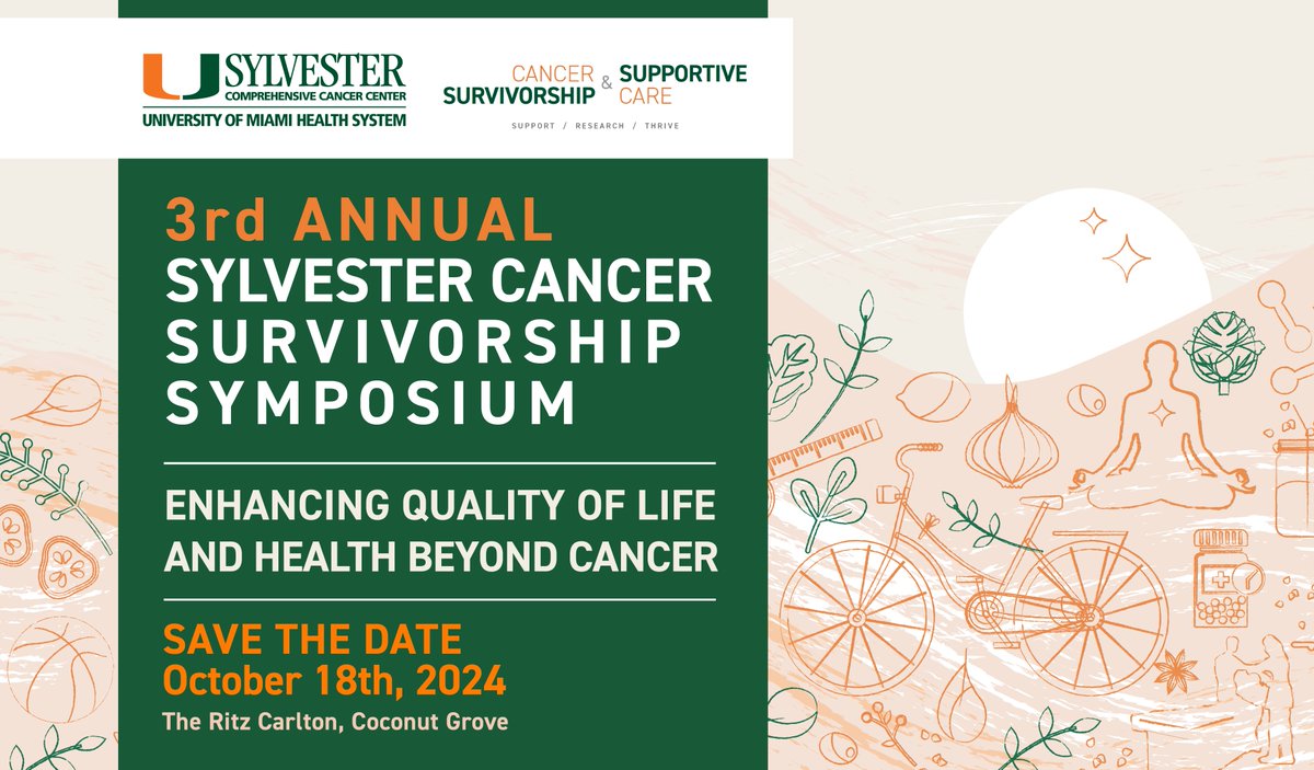 Save the Date! Sylvester Cancer Survivorship Symposium is all about thriving beyond #cancer. Visit Sylvester.org/MCSS or email SurvivorshipSymposium@miami.edu for more information. 🗓️ Friday, October 18, 2024 📍 The Ritz-Carlton Coconut Grove