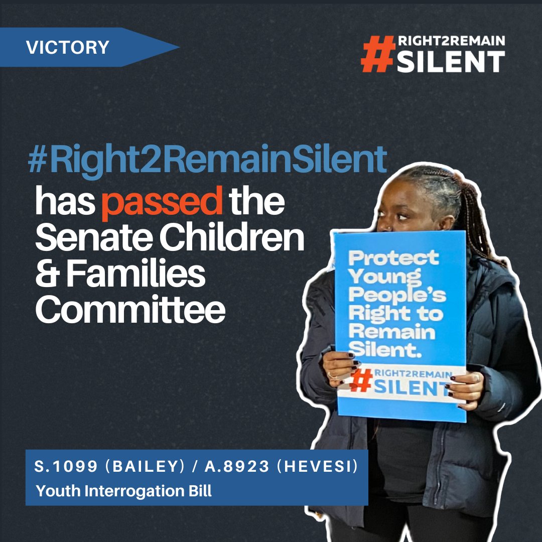 #Right2RemainSilent has passed the Senate Children & Families Committee!! Next stop: Senate Codes Committee. Thank you to @SenatorBrisport for moving the bill through committee and to Senator @JamaalTBailey for being our steadfast champion in the @NYSenate.