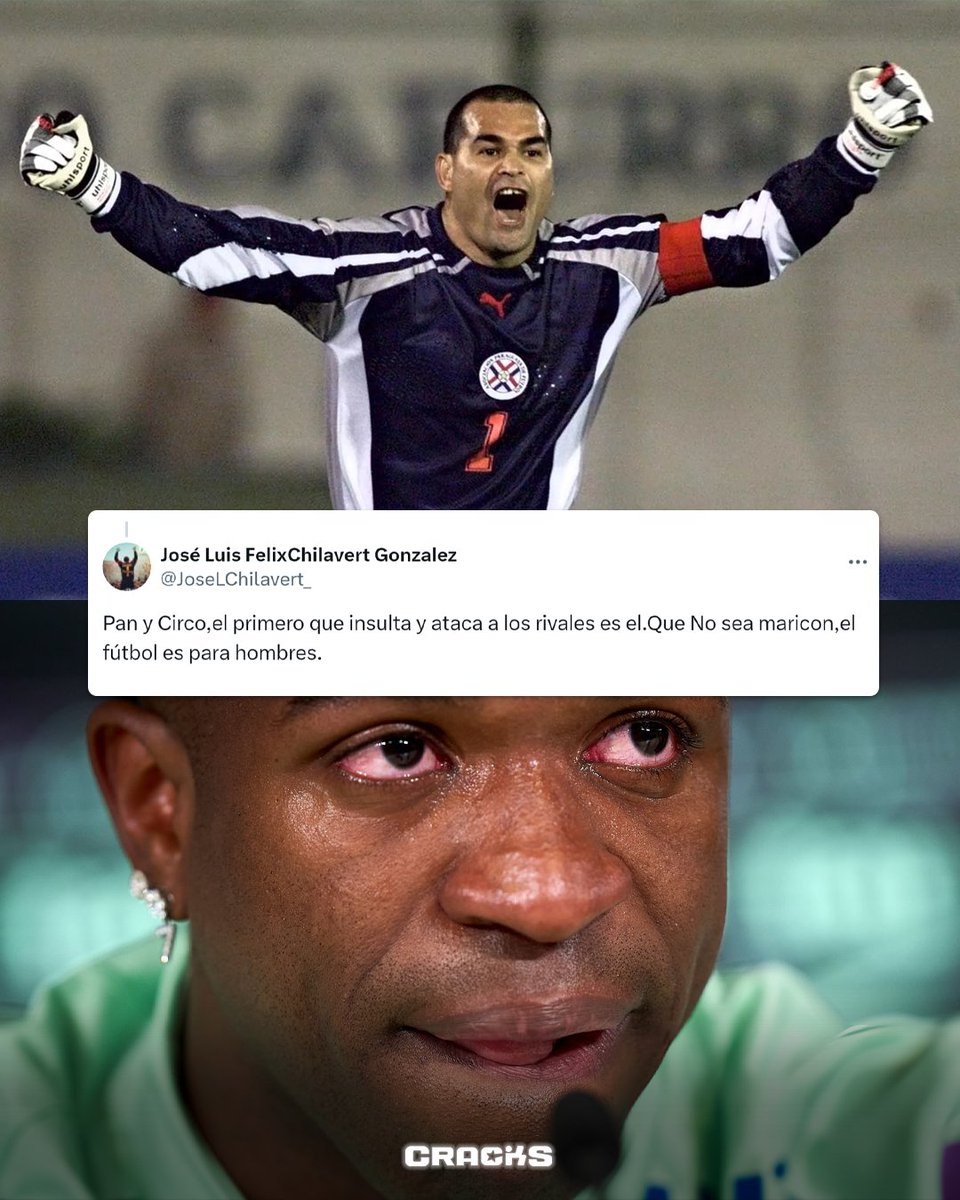 ¡FUERTE COMENTARIO CONTRA VINI! 😳 Este fue el polémico comentario que el exfutbolista paraguayo, José Luis Chilavert lanzó a Vinicius tras hablar del tema del racismo. ¿Opiniones? Los leemos. ❔