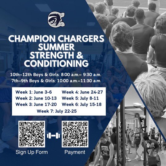 Summer Strength and Conditioning sign up is open! Register ASAP to reserve your spot! #wac @ChargerBoosters @WACAthletics08 @LeechStan @VossAthletics @BMSS_Athletics