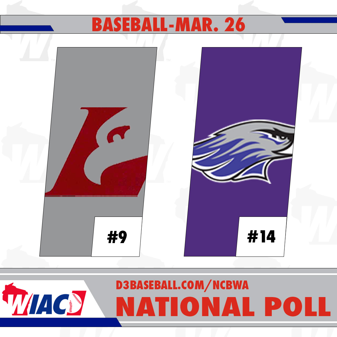 #WIACBASE | <a href="/UWLAthletics/">UWL Athletics</a> #⃣9⃣ and <a href="/UWWAthletics/">Warhawk Athletics</a> #⃣1⃣4⃣ in this week's D3baseball and NCBWA National Poll!

#ExcellenceInAction
#d3baseball