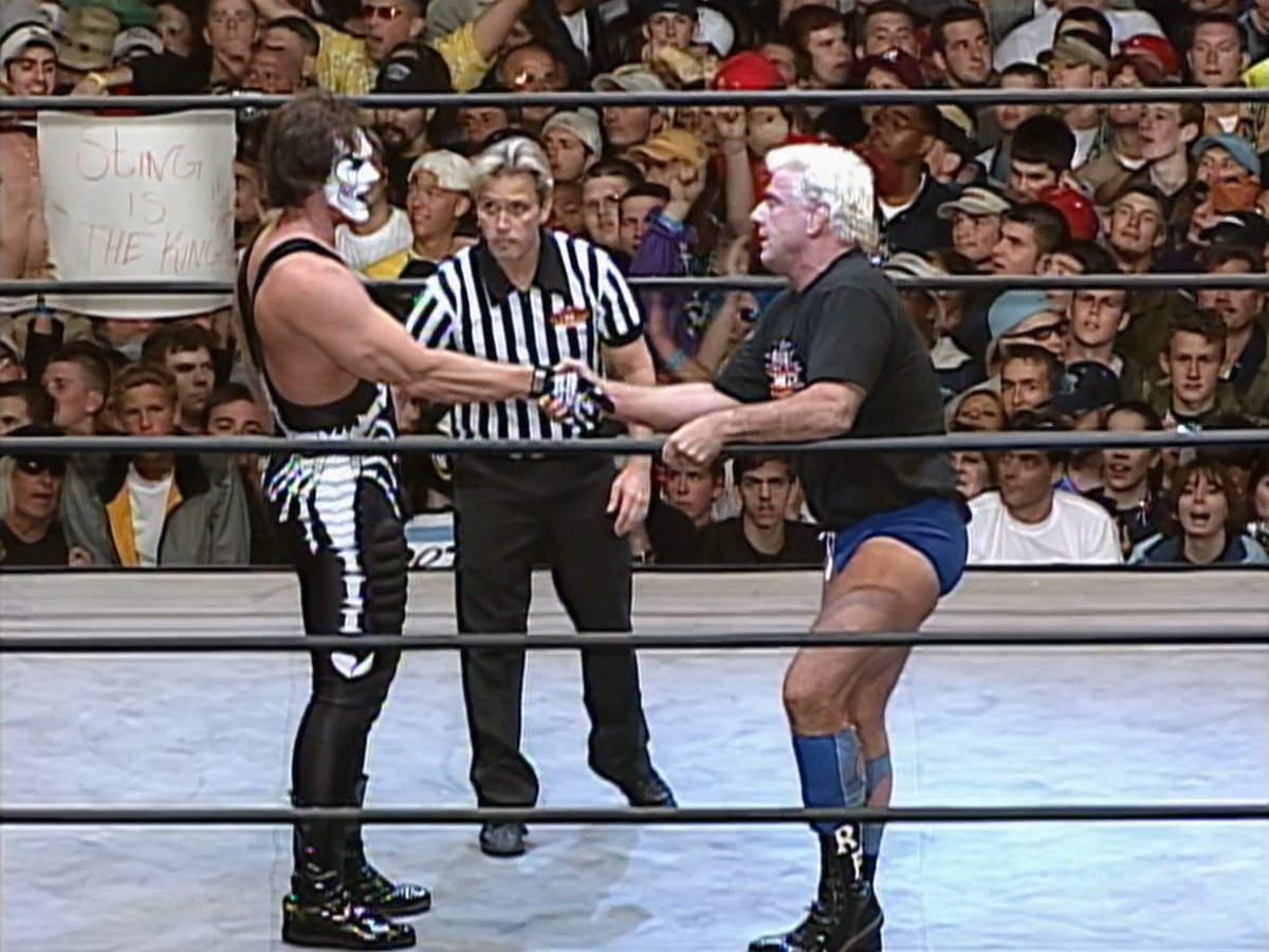 3/26/2001

Sting defeated Ric Flair by submission on the final #Nitro from the Boardwalk Resort in Panama City Beach, Florida.

#WCW #83Weeks #Sting #Stinger #CrowSting #TheIcon #EveryMansNightmare #ItsShowtime #RicFlair #NatureBoy #Naitch #DoItWithFlair #WOO #WWE #WWEHistory