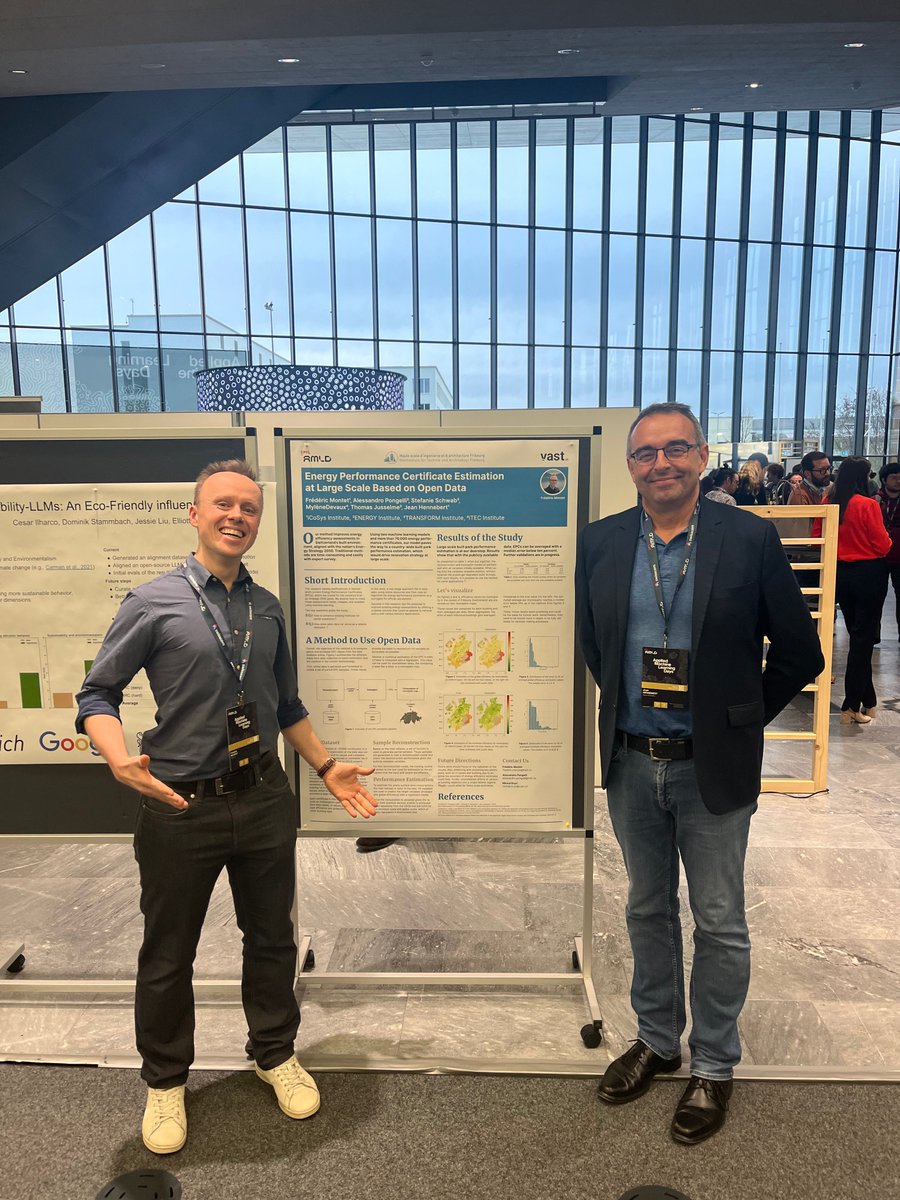 Frédéric Montet (left) is a doctoral student from HEIA-FR (@hes_so) working on how to extrapolate open data at large scale in order to determine which buildings need renovation first.