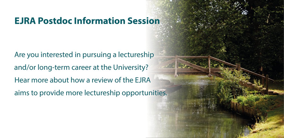 Postdocs! Come along to find out more & contribute to discussions about a review of the Employer Justified Retirement Age at Cambridge. 1 of its main aims is to provide opportunities for lectureships for early career researchers. 9 April, 16:00 - 17:00: bit.ly/3Vuyz4T