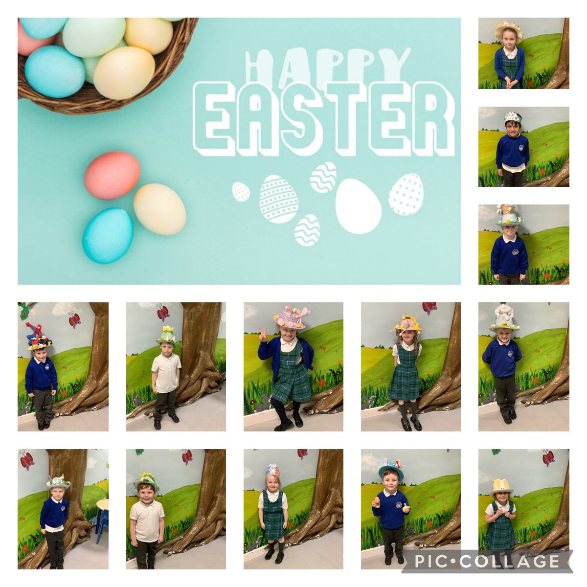 1B_stjohns's tweet photo. Our eggs-cellent and egg-stravagant Easter bonnets 🐣 🐰 
Well done 1B, they were all so beautiful and creative! https://t.co/N1zX4vuucP