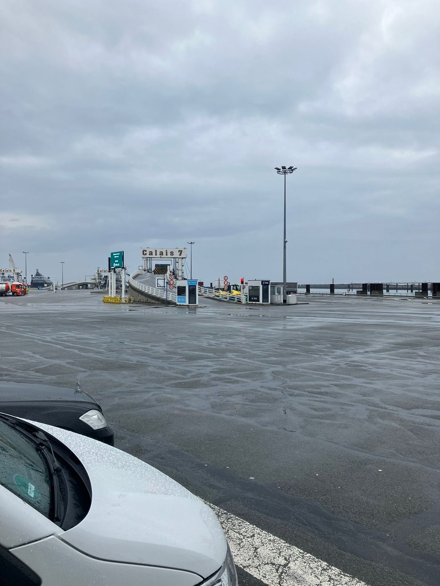 Through both French and British customs. Waiting for the ferry ⛴️