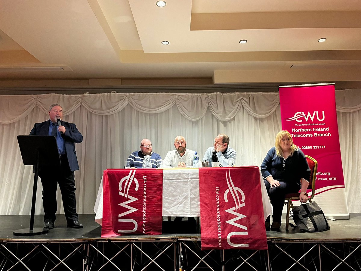 Attended @CWU_nitb rally & spoke to workers about the devastating impact of possible job losses. The priority now must be to do everything possible to ensure BT protect jobs & support workers. Sinn Féin will continue to push for clarity & loyalty from BT for their workforce.