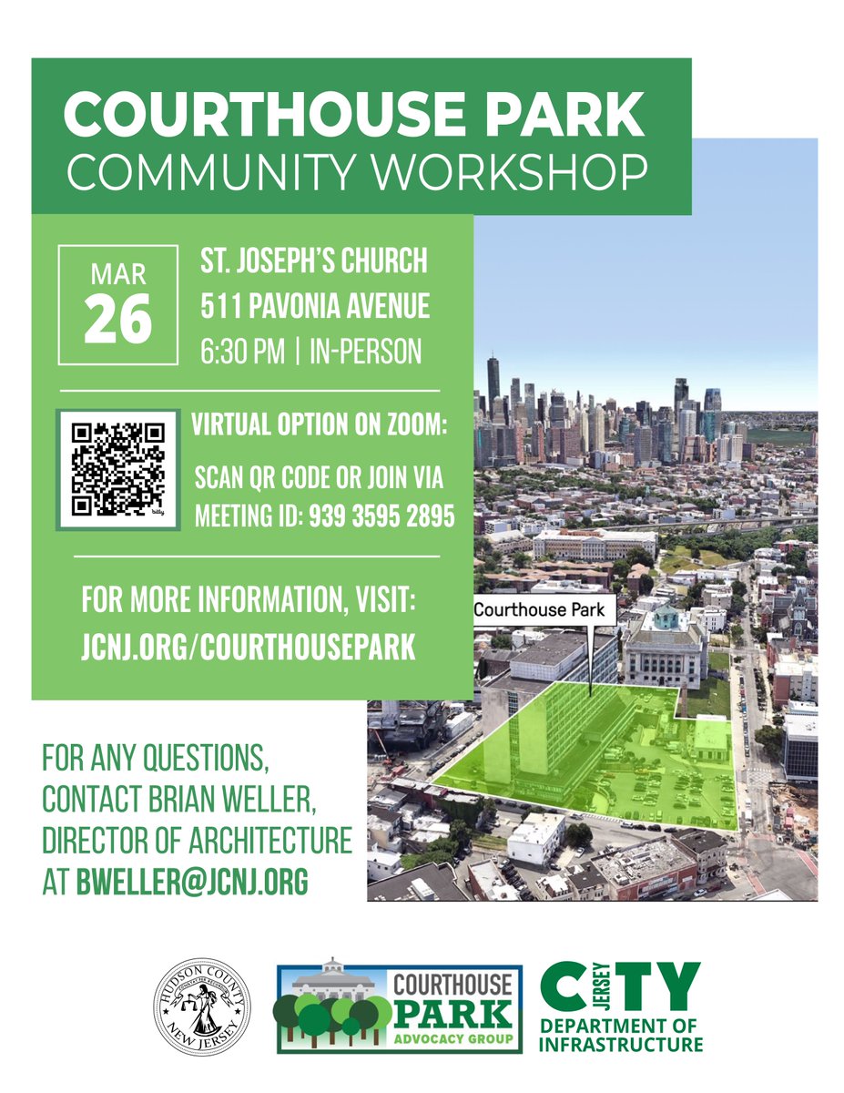 ICYMI: Courthouse Park Workshop Meeting today - Tues 3/26/24. @JerseyCity
