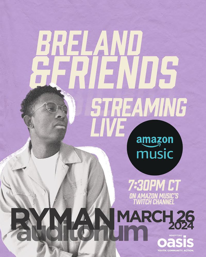 BRELAND & Friends will be LIVE on @amazonmusic’s Twitch channel tonight at 7:30pm CT. Click the link below to catch the livestream and enjoy a great night of music and charity. Thank you to @oasisnashville and Amazon Music for making this happen! m.twitch.tv/amazonmusic