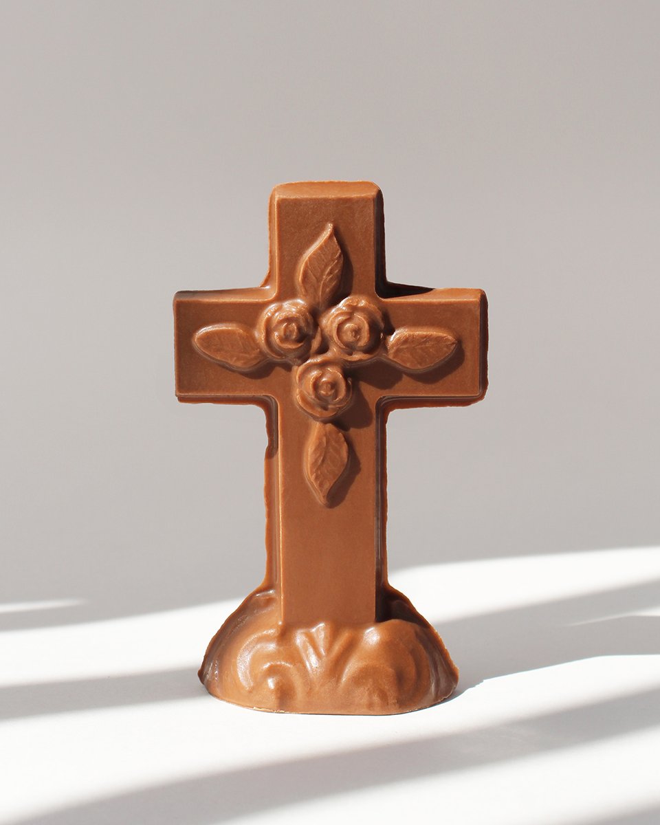 Our 3-D solid chocolate crosses make the perfect addition to any Easter basket. Available in milk, dark, or white chocolate. These crosses are individually wrapped and tied with a festive ribbon. 👉Shop 3-D Crosses: ow.ly/K1Wi50QIiNp